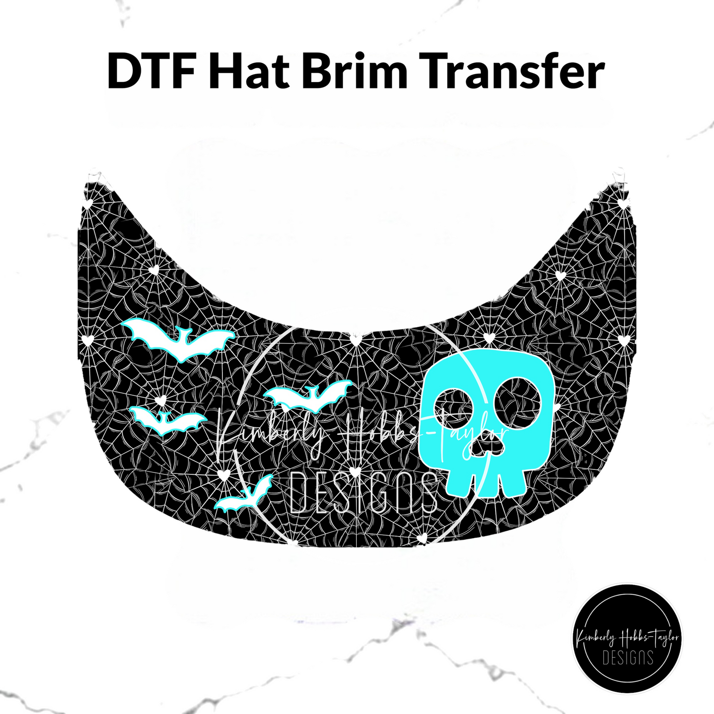 DTF Hat Brim Transfer - Bats and Bones - Choose Color
