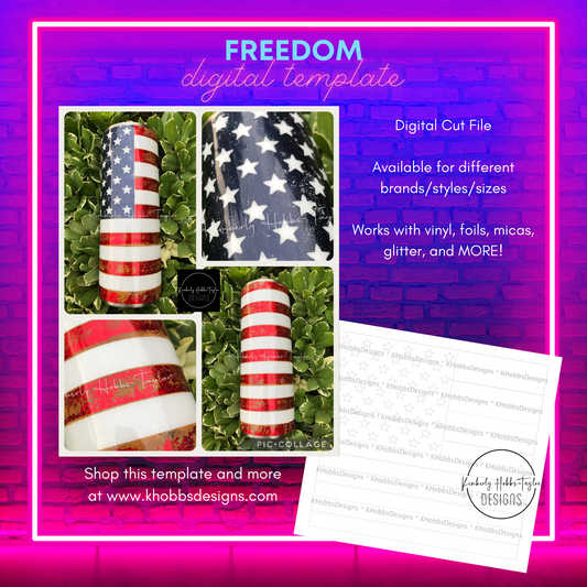 Freedom Template for Craft Haven 40oz Skinny Straight - Digital Cut File Only