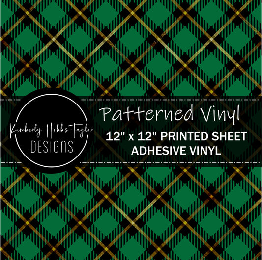 Green Black Diagonal Plaid B vinyl