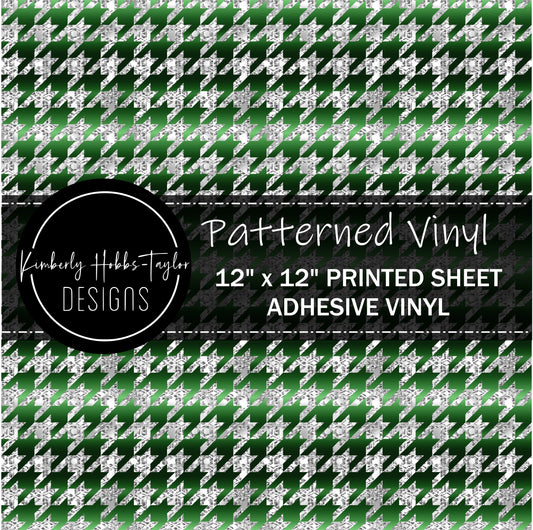 Green Silver Houndstooth - Small Scale vinyl