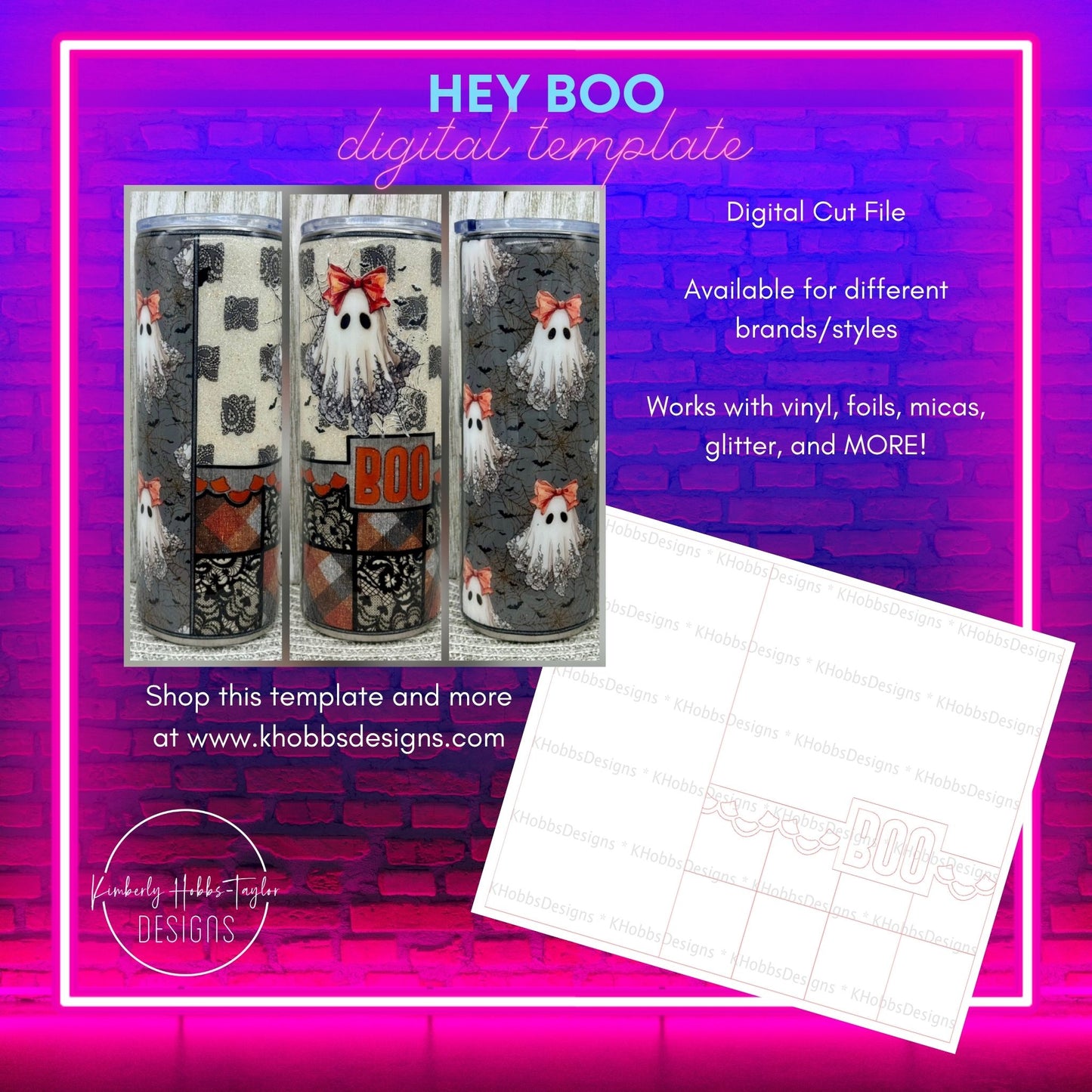 Hey Boo Template for Makerflo 20 Skinny - Digital Cut File Only