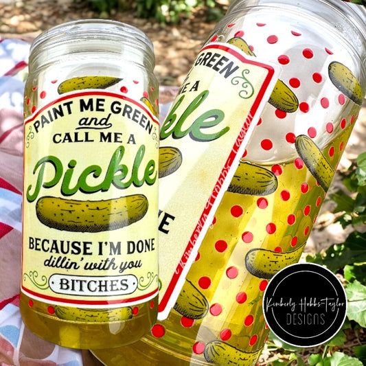 Realistic Pickle Acrylic Snowglobe tumbler- 16oz