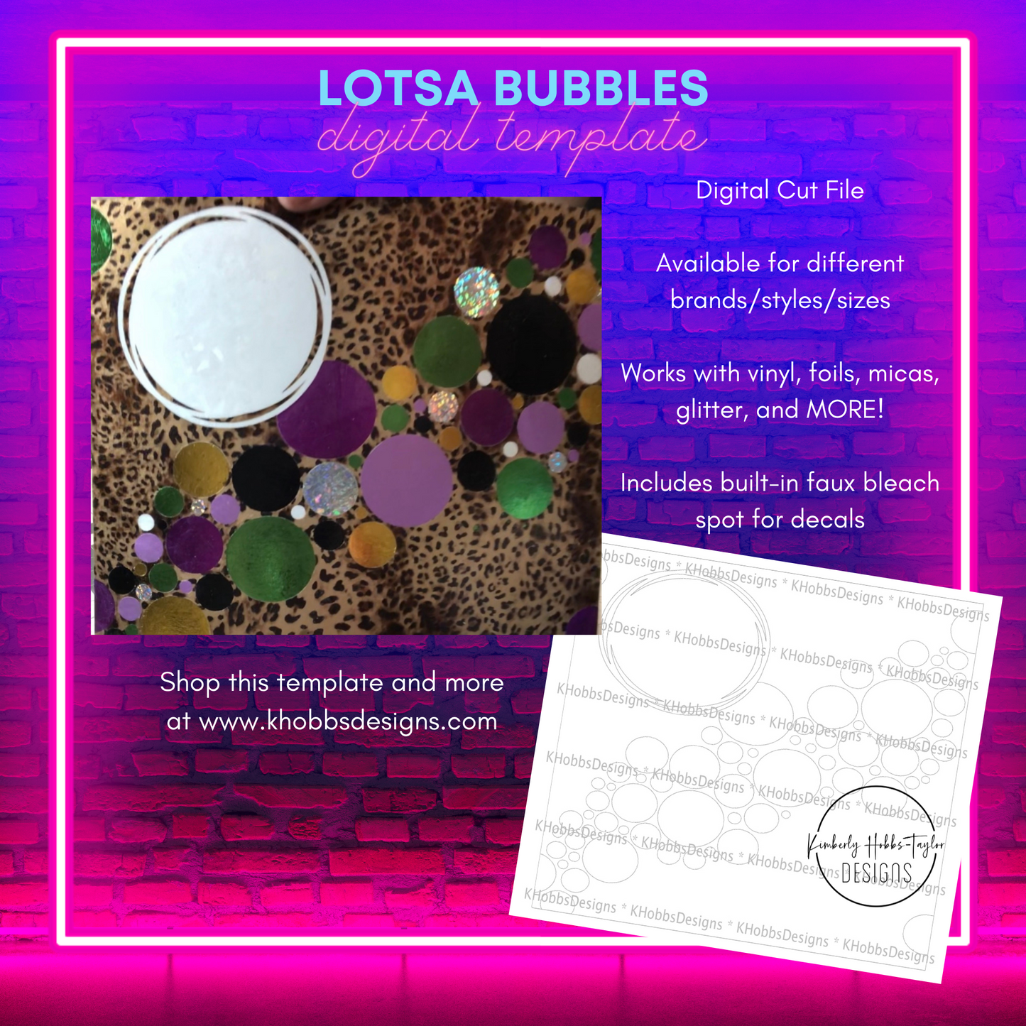 Lotsa Bubbles Template for Craft Haven 20oz Skinny Straight - Digital Cut File Only