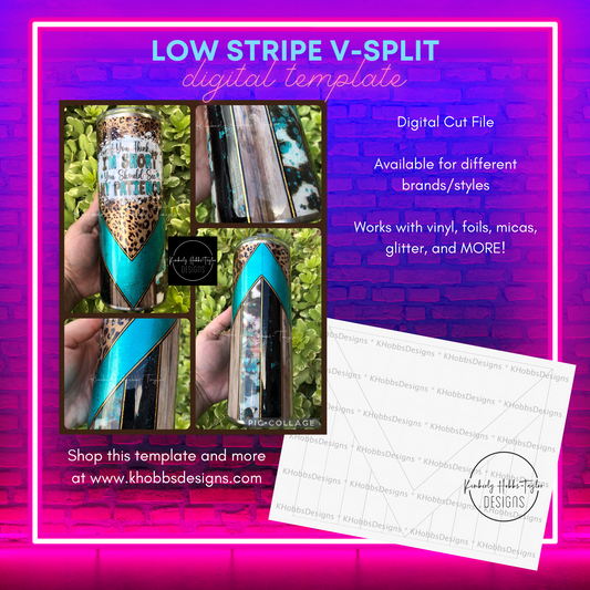 Low Stripe V-Split template for Craft Haven 30oz Skinny Straight - Digital Cut File Only