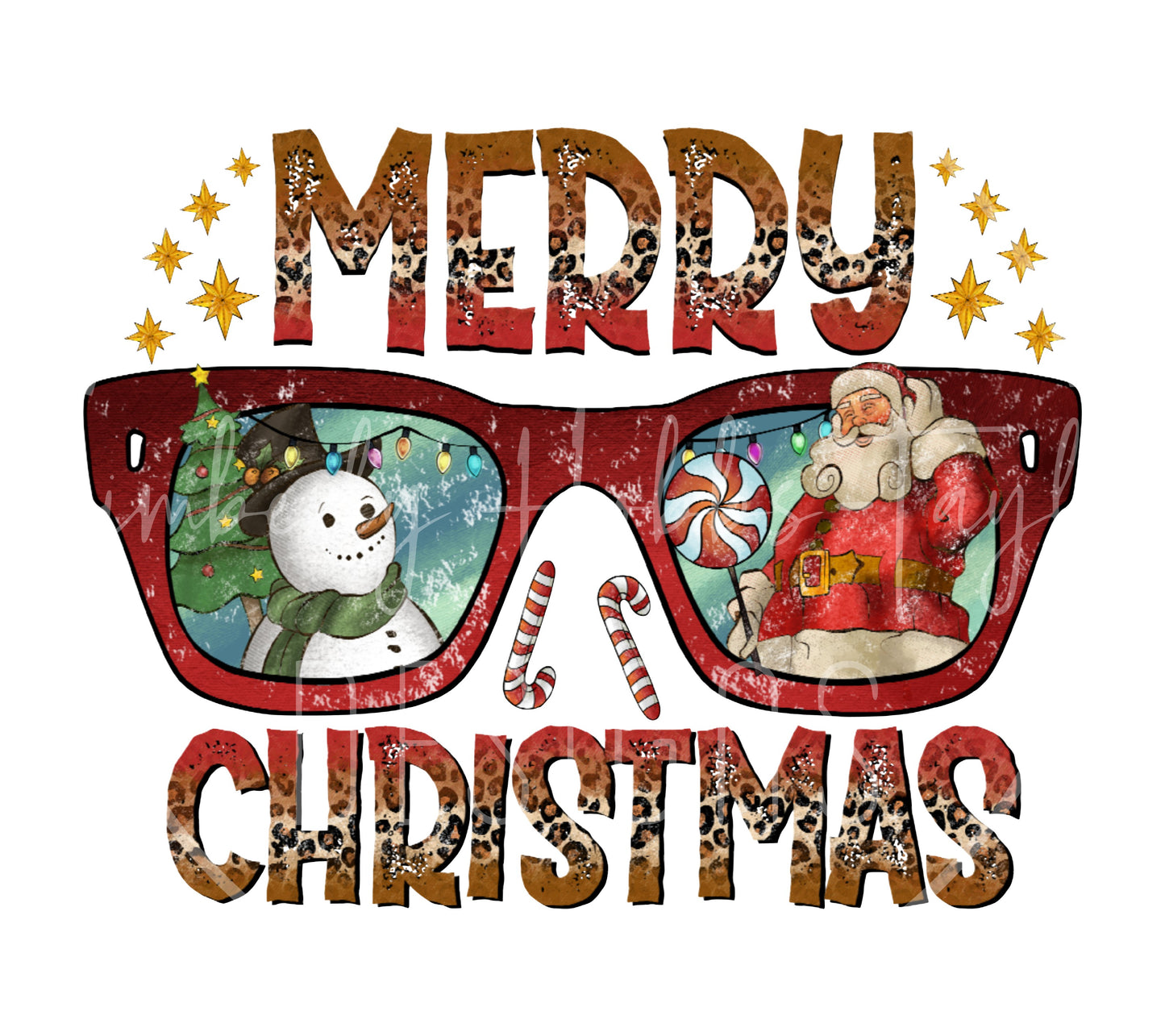 Merry Christmas Glasses decal