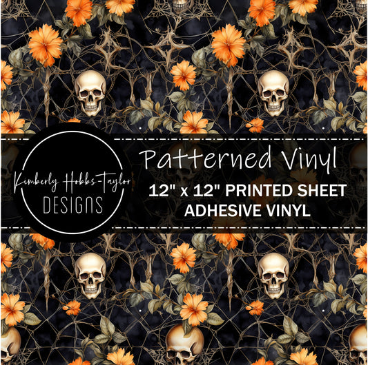 Orange Floral Skulls vinyl