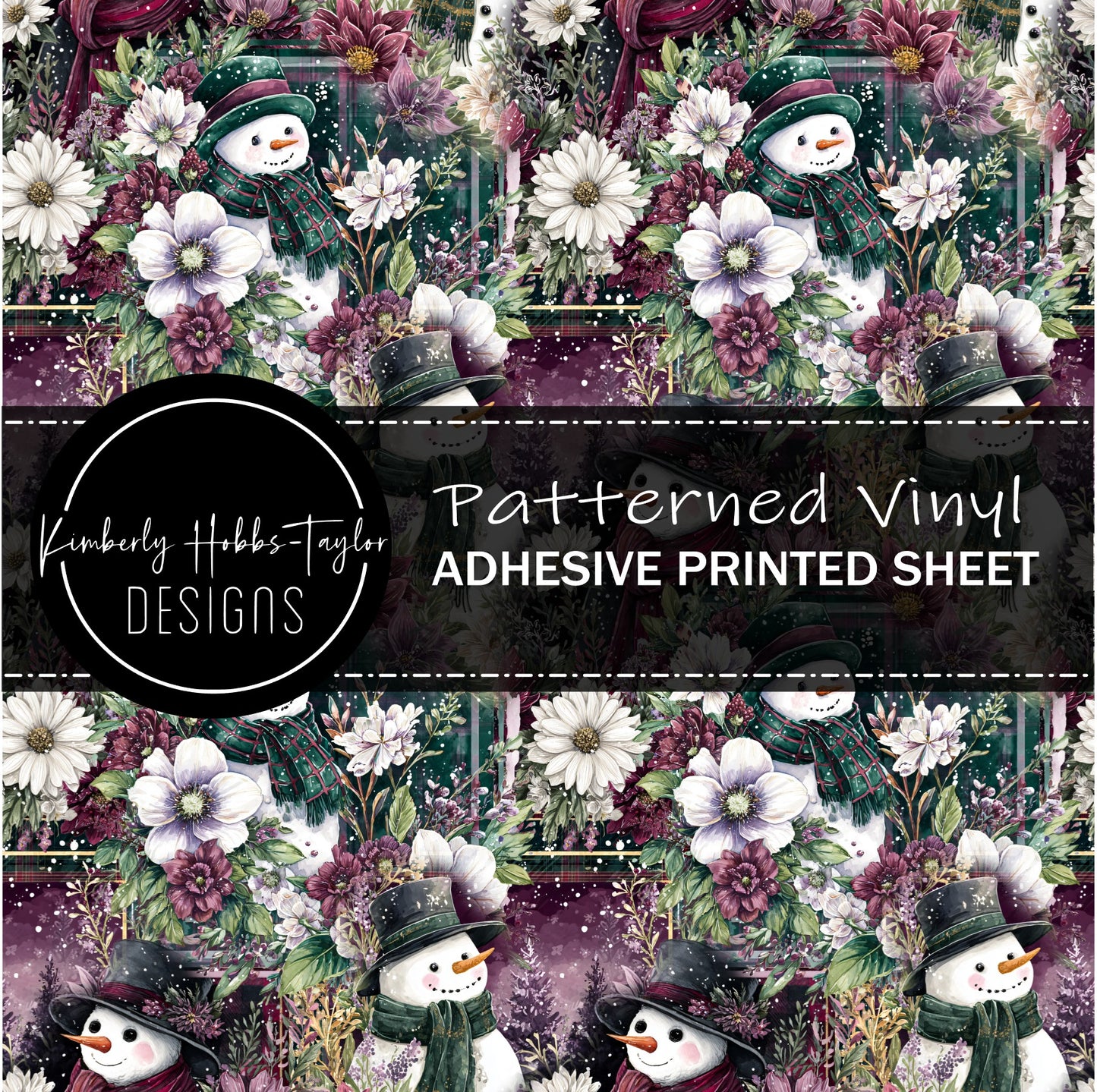 Purple Floral Snowmen vinyl