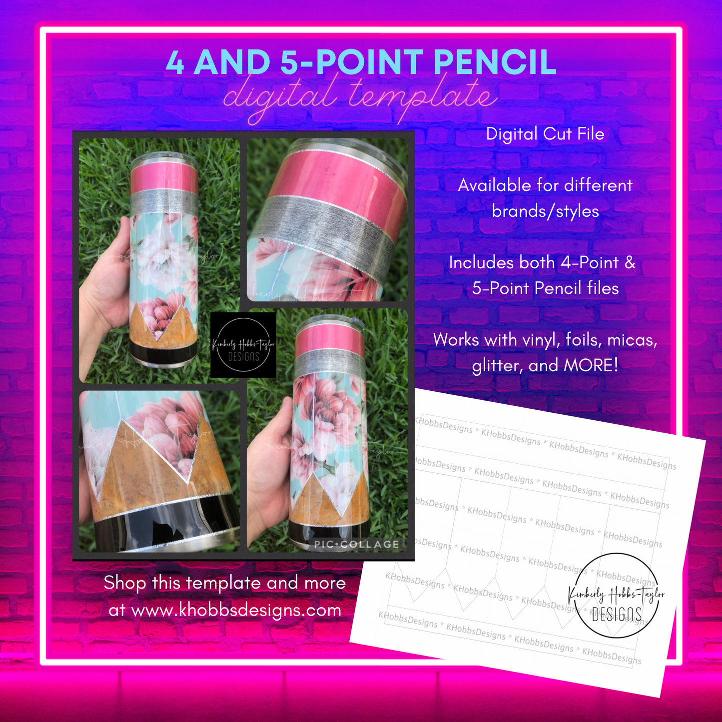 Pencil Template for Craft Haven 20oz Skinny Straight - Digital Cut File Only
