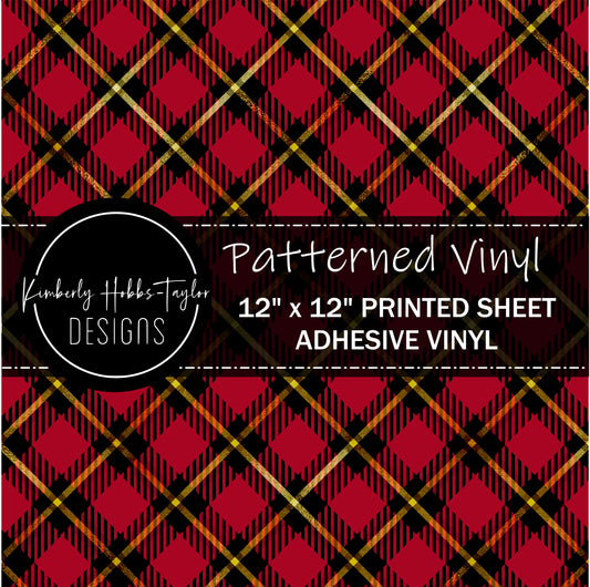 Red Black Diagonal Plaid B vinyl