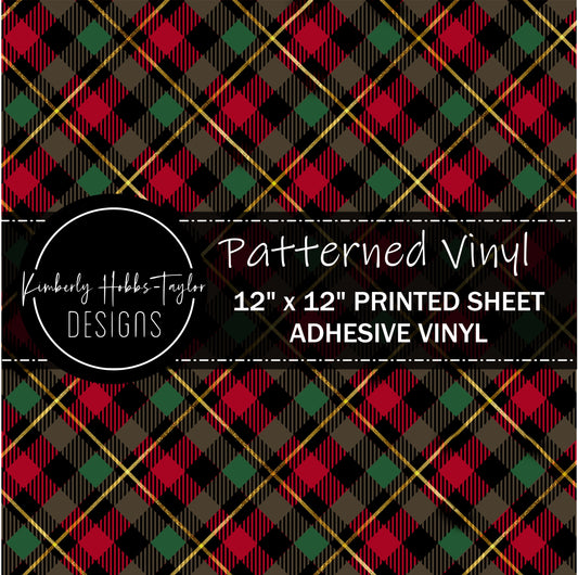 Red Green Diagonal Plaid A vinyl