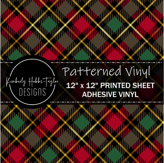 Red Green Diagonal Plaid B vinyl