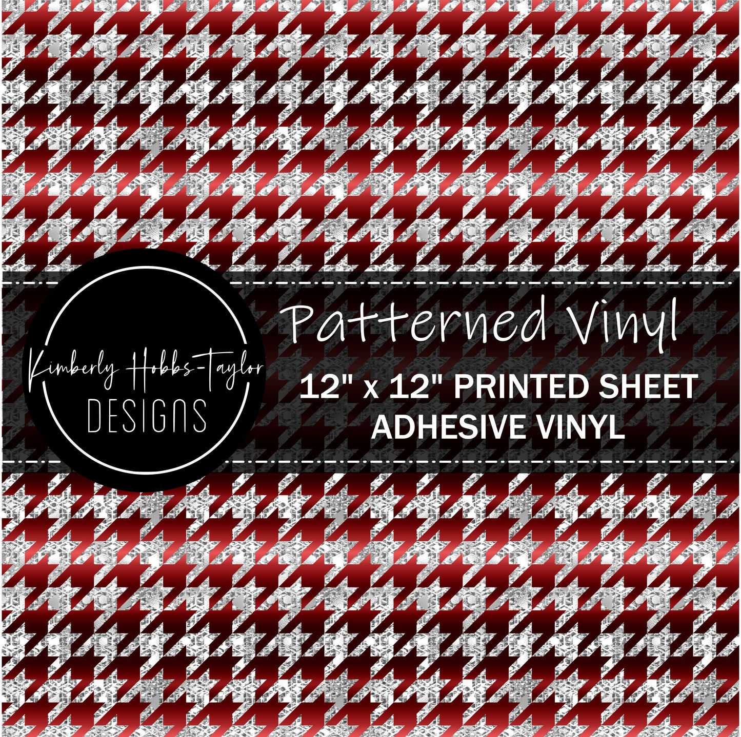 Red Silver Houndstooth - Small Scale vinyl