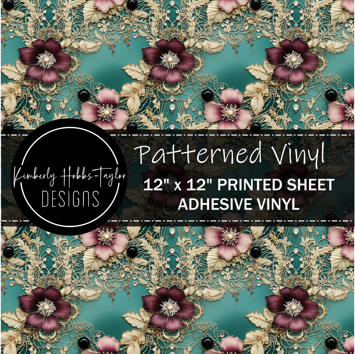 Teal Florals and Lace D vinyl