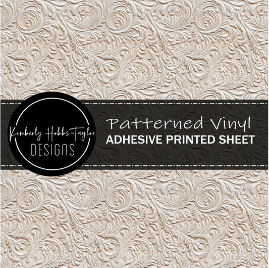 Tooled Leather - White B vinyl