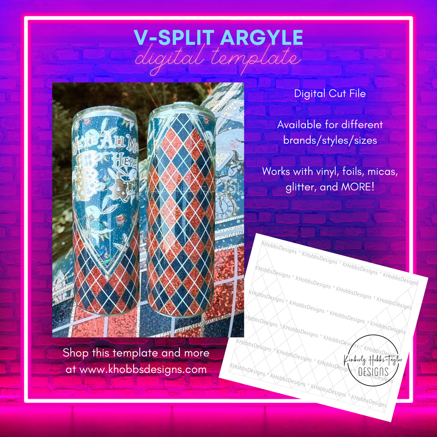 V-Split Argyle Template for Makerflo 30 Skinny - Digital Cut File Only