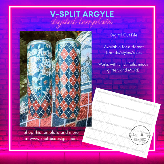 V-Split Argyle Template for Craft Haven 40oz Skinny Straight - Digital Cut File Only