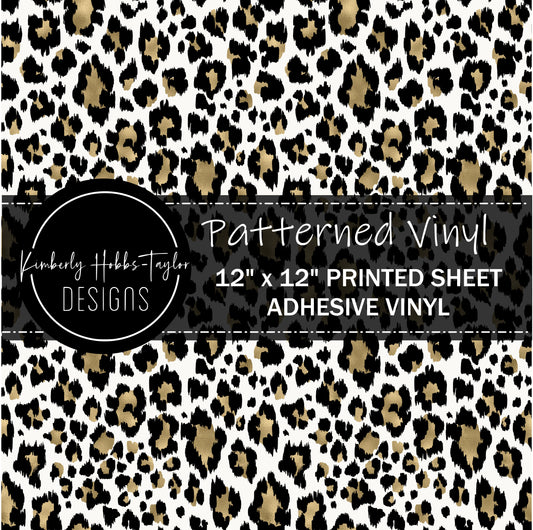 White Black and Gold Leopard vinyl