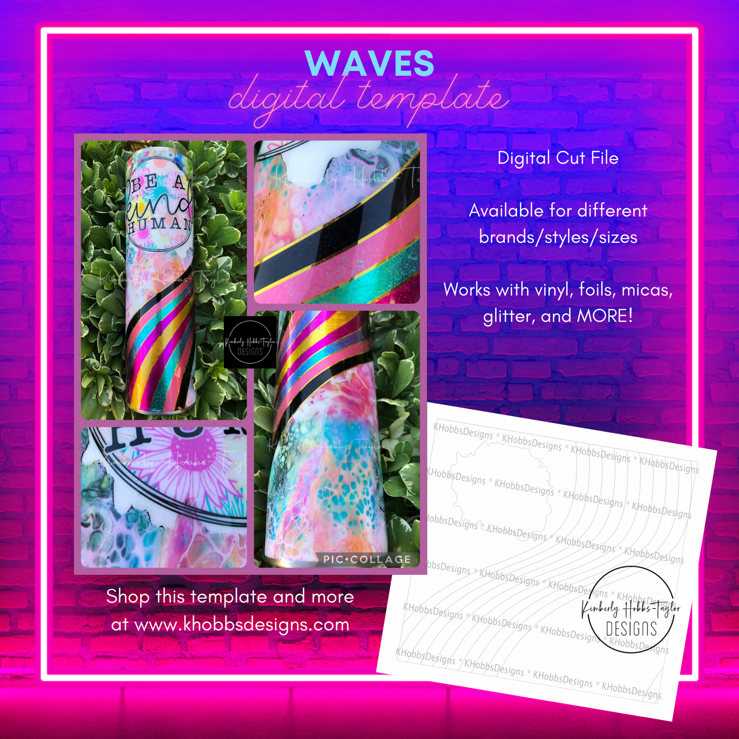 Waves Template for Craft Haven 30oz Skinny Straight - Digital Cut File Only