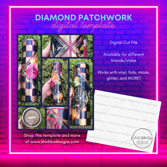 Diamond Patchwork Template for HOGG 20oz Classic Skinny Straight - Digital Cut File Only